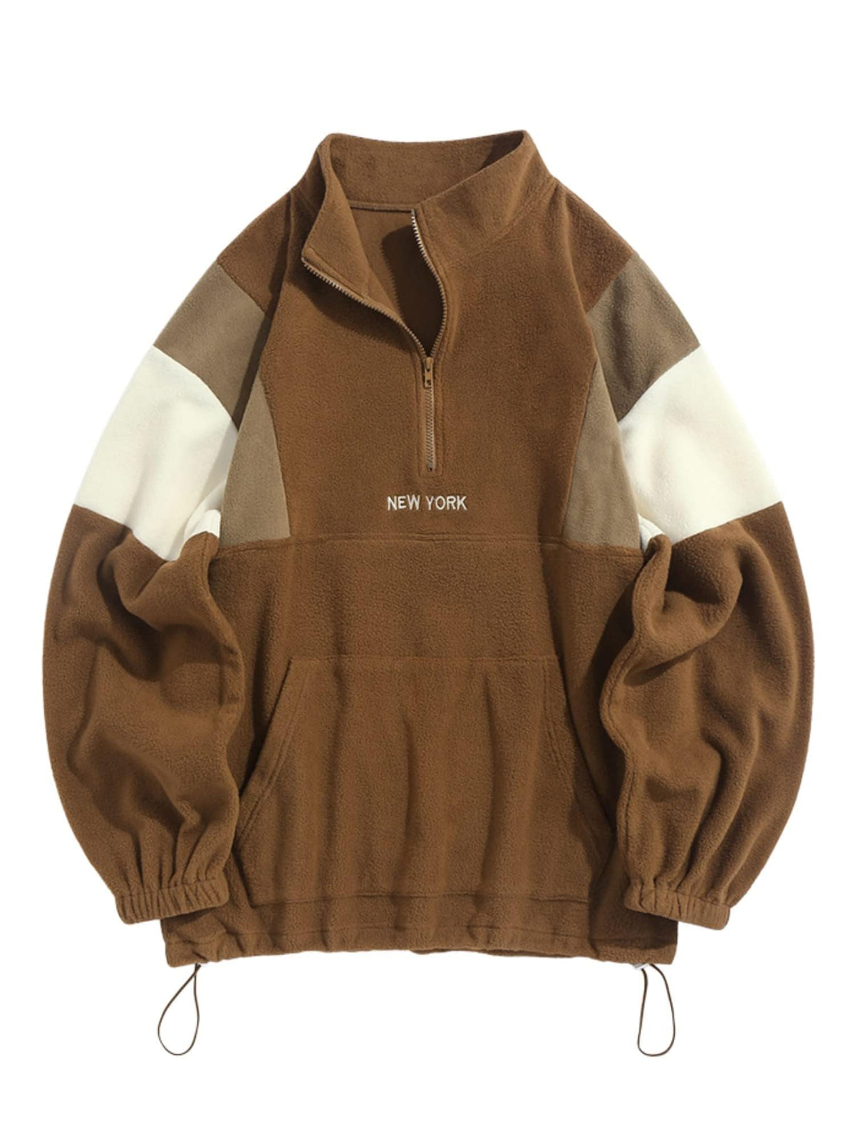 ZAFUL Men's Polar Fleece Sweatshirt NY Embroidery Half Zip Fleece Jacket