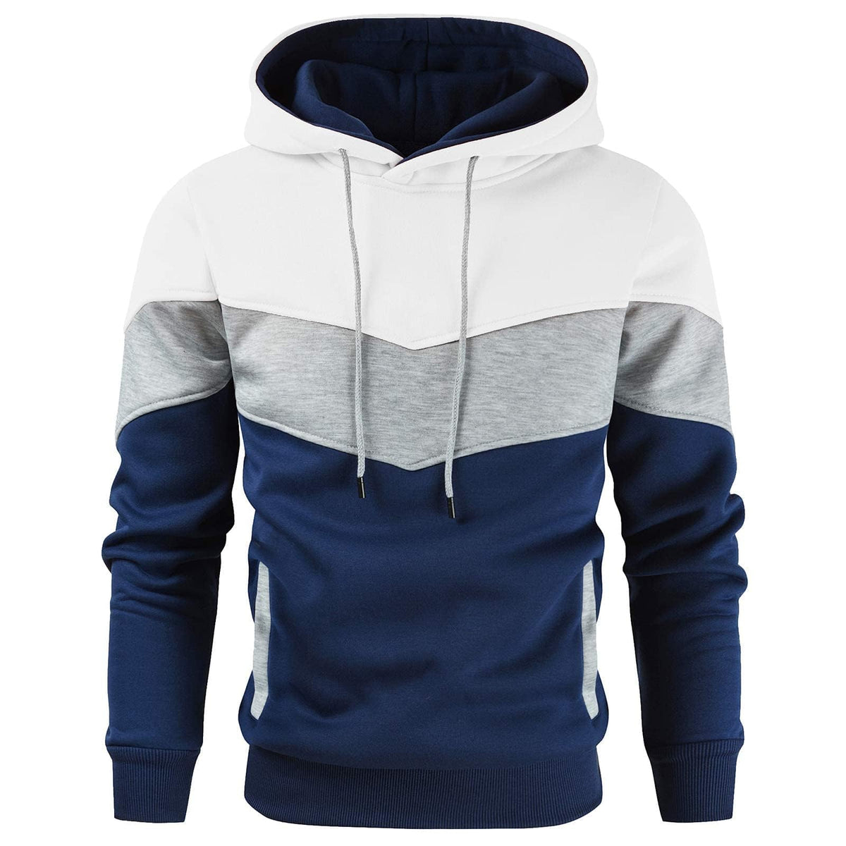 Gesean Men's Novelty Color Block Pullover Fleece Hoodie Casual Sweatshirt