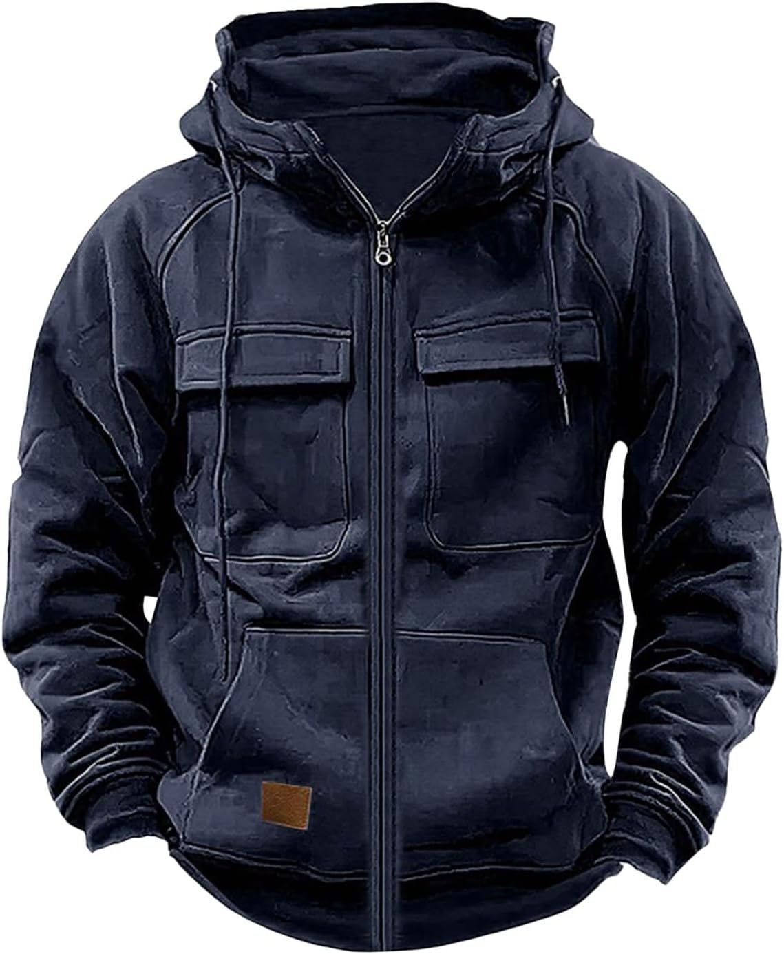 Mens Tactical Hoodies Zip Up Military Cargo Sweatshirts Long Sleeve Hoodie