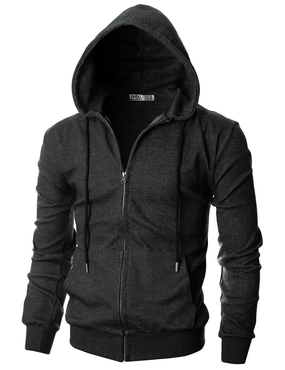 Ohoo Men's Zip Up Hoodie Lightweight Slim Fit Hooded Jacket