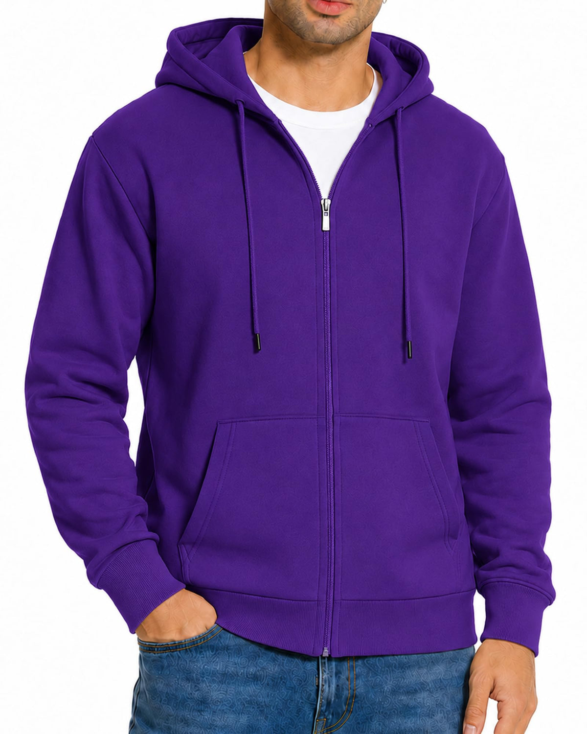 Men's Zip Up Hoodie Fleece Sweatshirt Jacket with Pockets