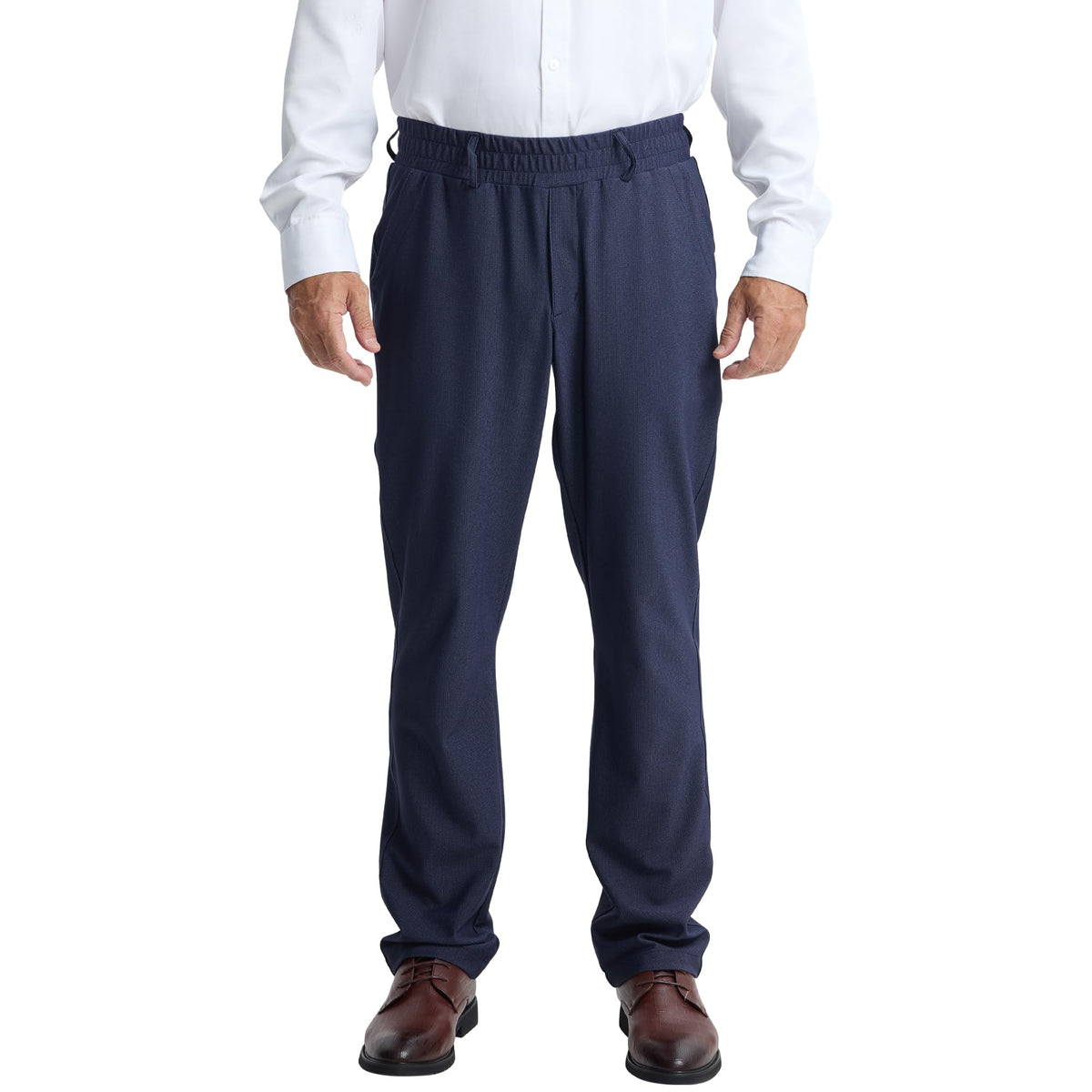 LETAOTAO Mens Elastic Waist Pants for Seniors High Stretch Expandable Waist Slacks for Elderly with Magnet Button
