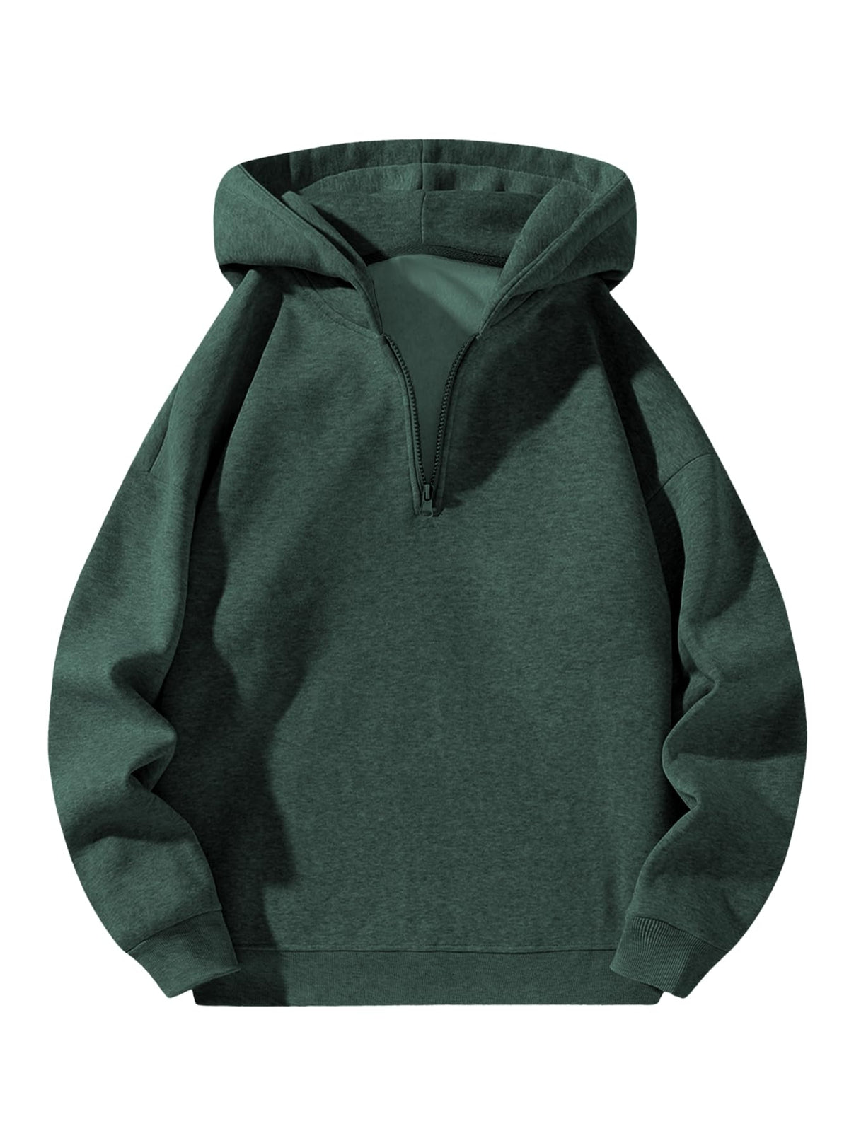 Verdusa Mens Quarter Zip Hoodie Long Sleeve Drop Shoulder Fleece Sweatshirt
