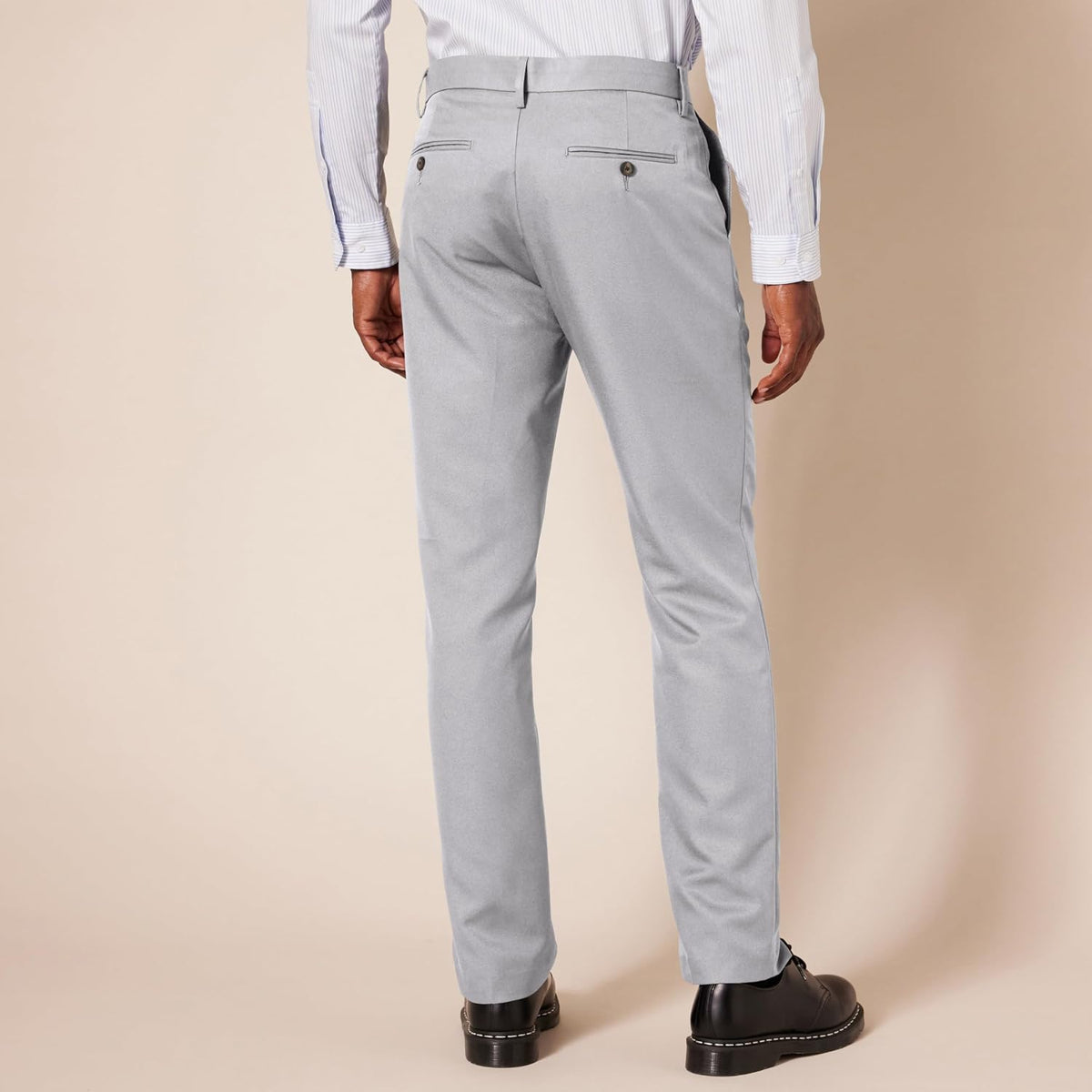 Amazon Essentials Men's Slim-Fit Flat-Front Dress Pants, Straight Leg, Polyester, Stone