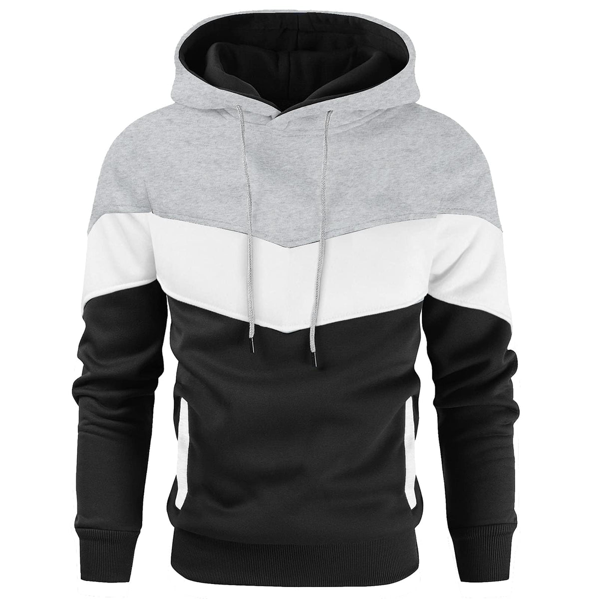 Gesean Men's Novelty Color Block Pullover Fleece Hoodie Casual Sweatshirt