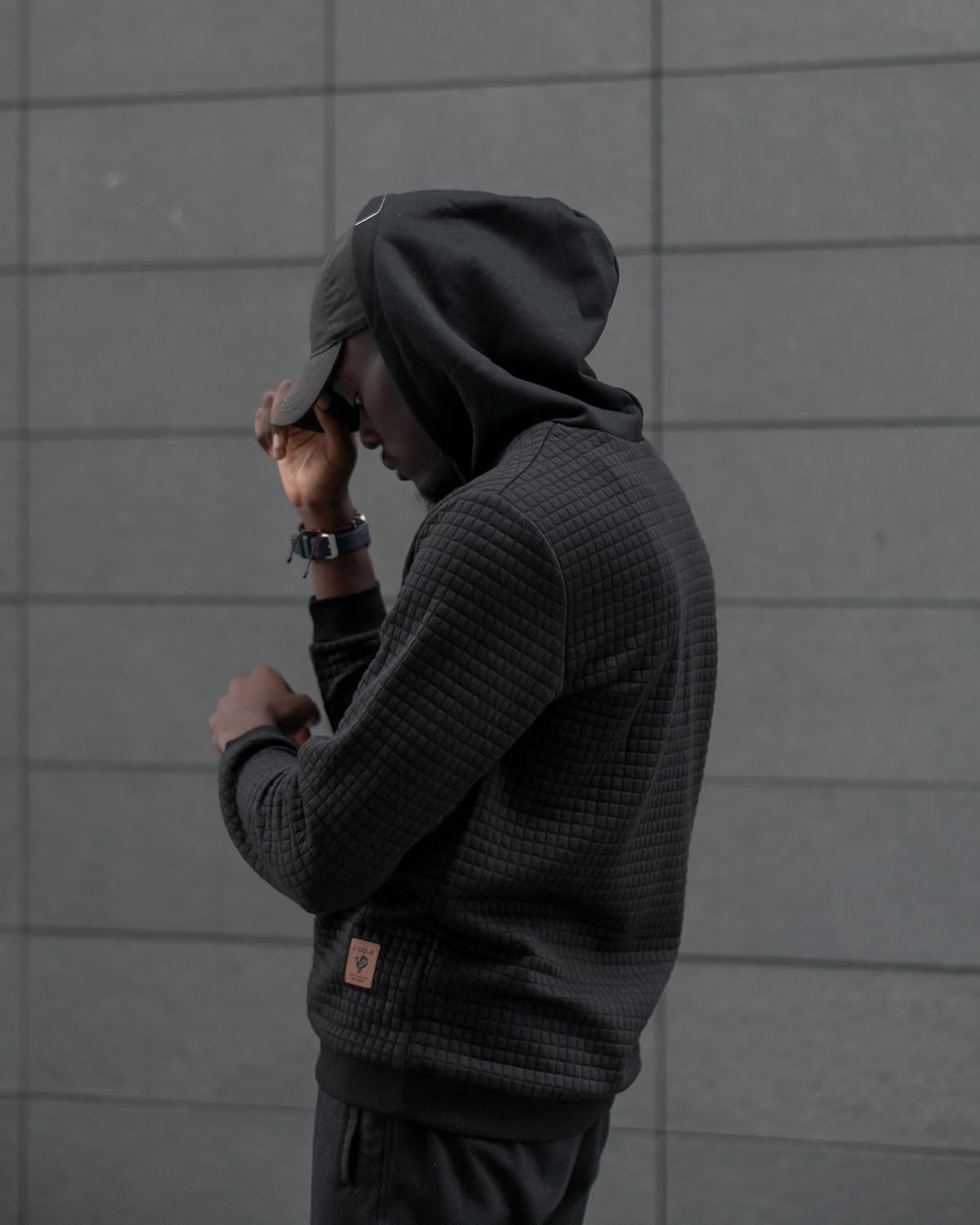 COOFANDY Mens Hooded Sweatshirt Casual Long Sleeve Drawstring Waffle Knit Pullover Hoodies