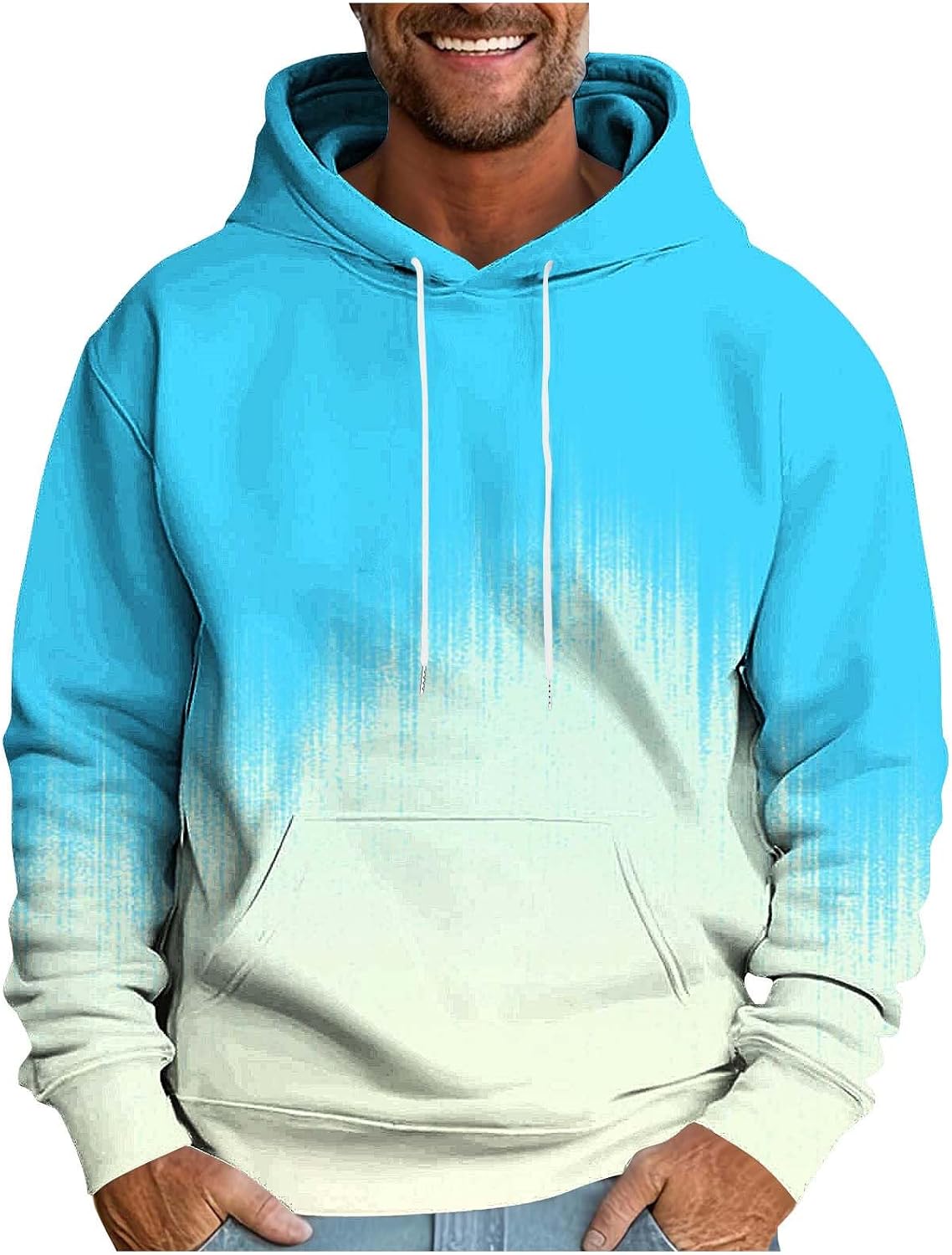 Hoodies for Men Ombre Gradient Graphic Hooded Sweatshirt