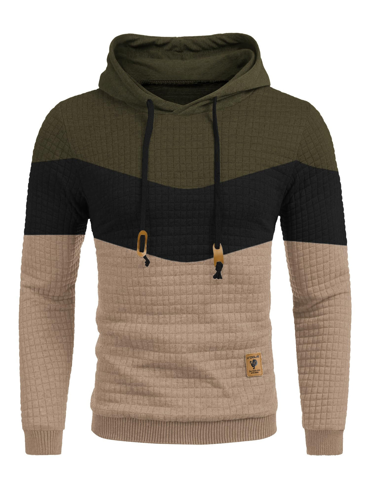 COOFANDY Mens Hooded Sweatshirt Casual Long Sleeve Drawstring Waffle Knit Pullover Hoodies