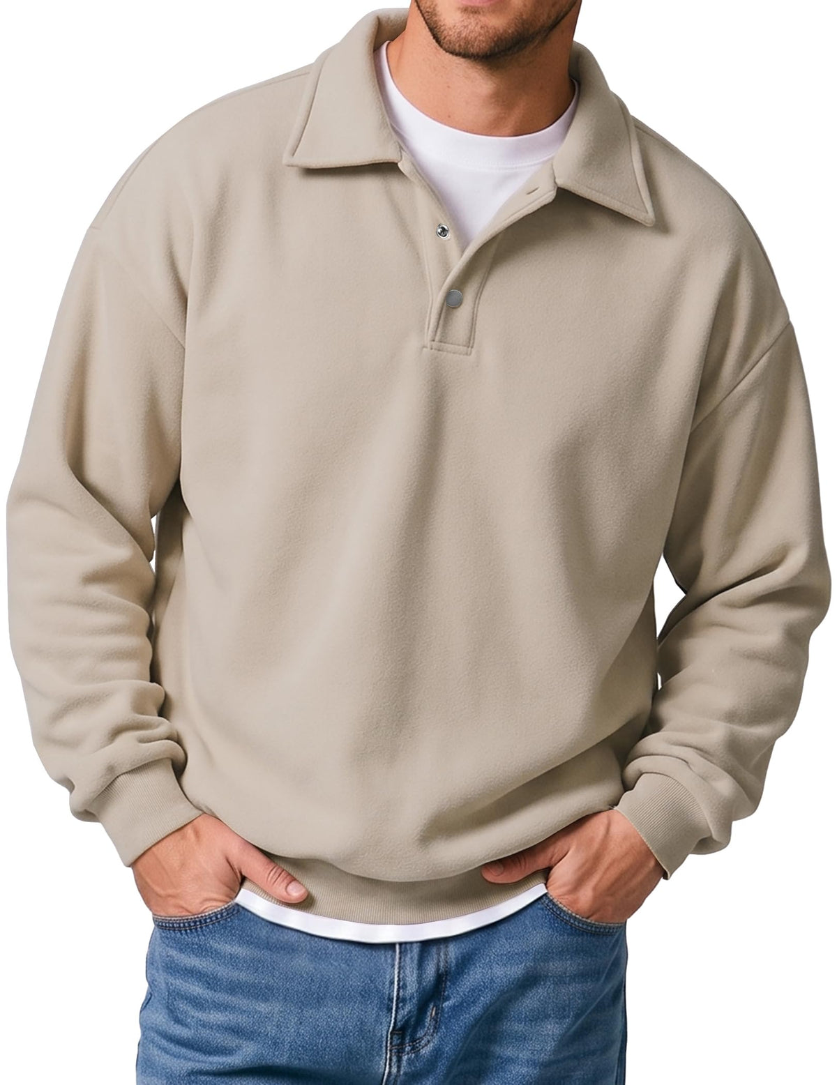JMIERR Men's Casual Polo Sweatshirt Pullover Sweaters
