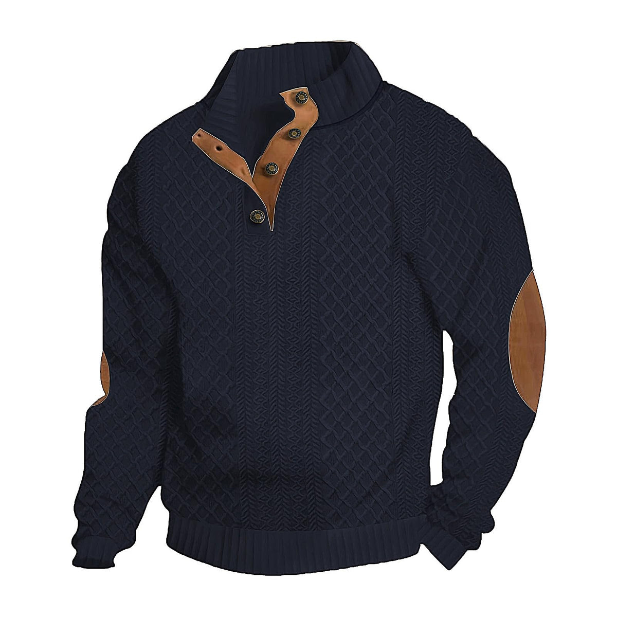 Men's Casual Sweatshirt Pullover Sweater Casual Long Sleeve Stand Collar Quarter Button Sweaters