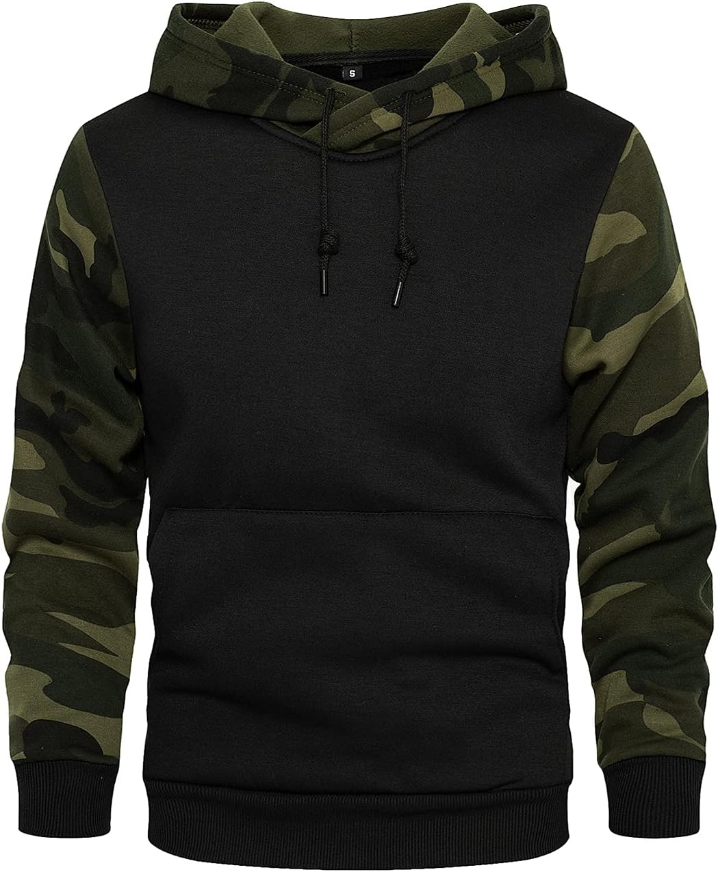 AOTORR Men's Pullover Hoodie Blend Fleece Long Sleeve Contrast Color Military Sweatshirt with Kanga Pocket