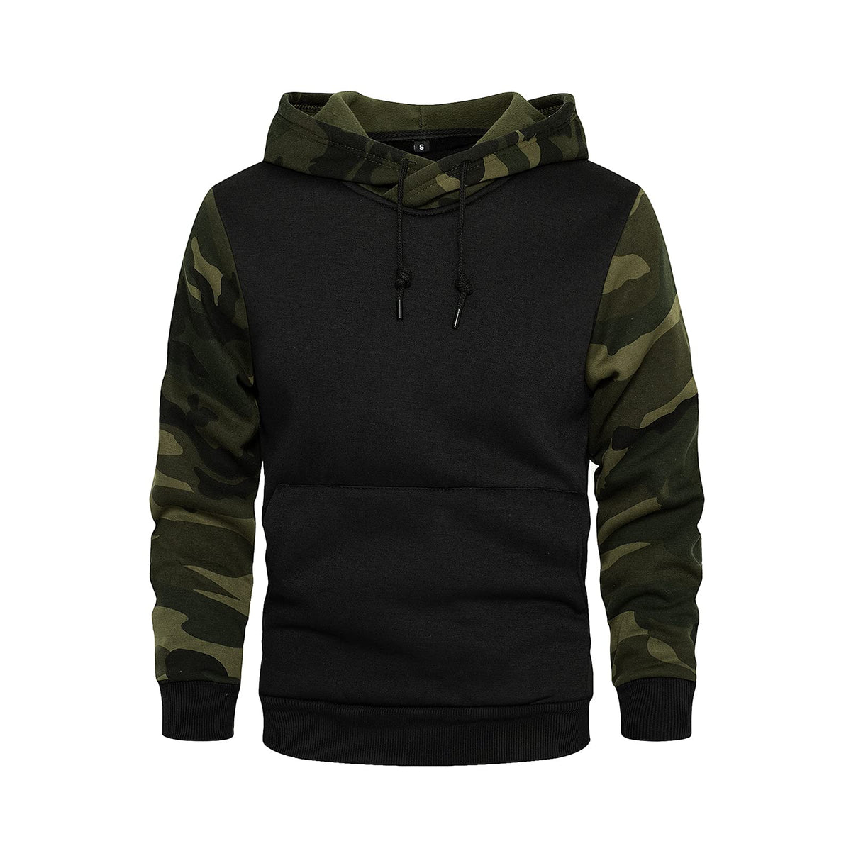 AOTORR Men's Pullover Hoodie Blend Fleece Long Sleeve Contrast Color Military Sweatshirt with Kanga Pocket