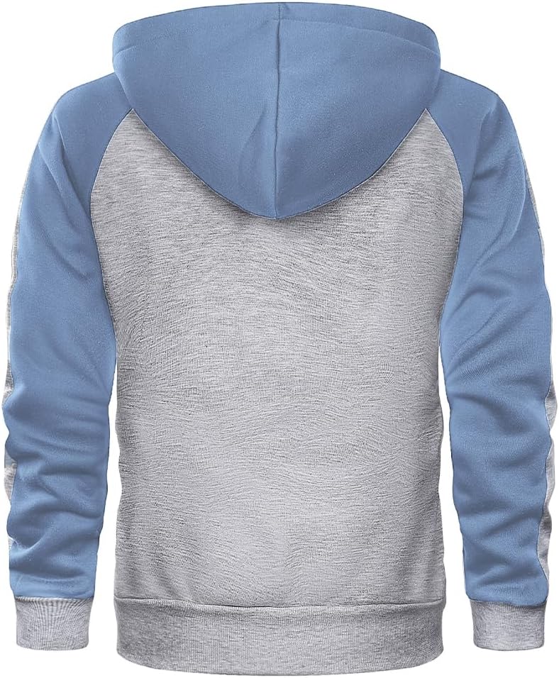 AOTORR Men's Zip Up Hoodie Color Block Long Sleeve Casual Sweatshirt with Pocket