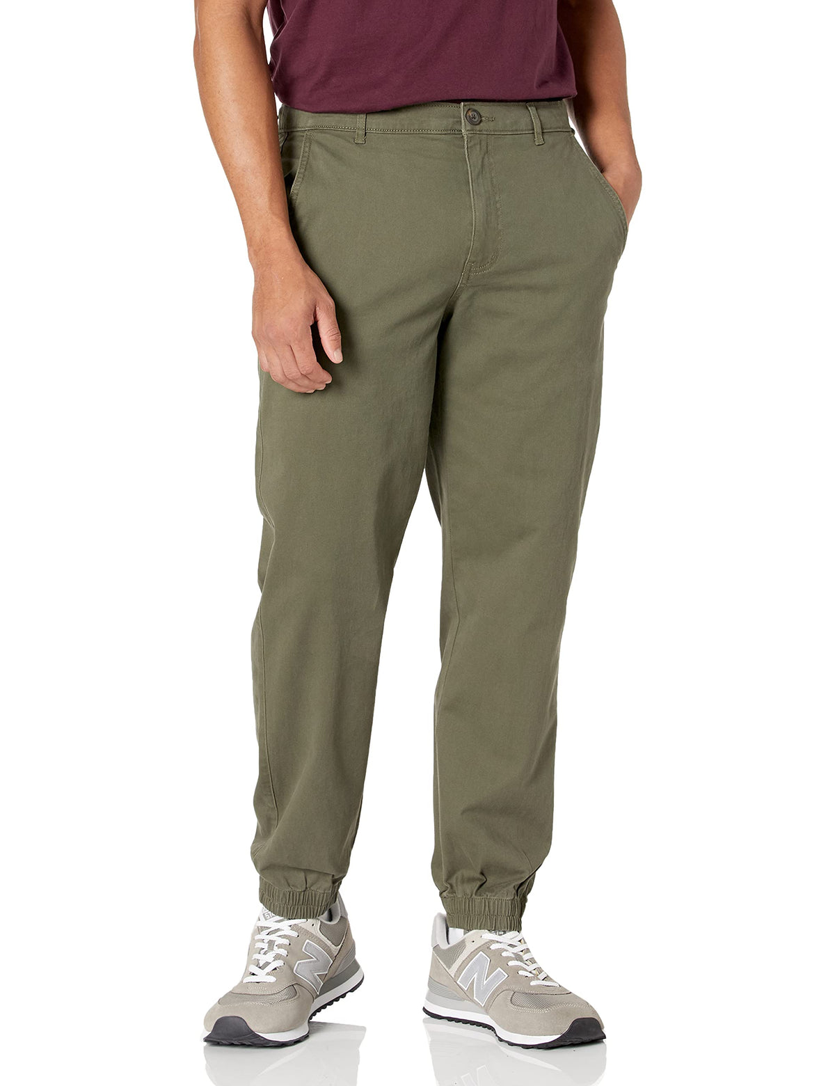 Amazon Essentials Men's Straight-Fit Chino Jogger Pants with Elastic Waist and Pockets
