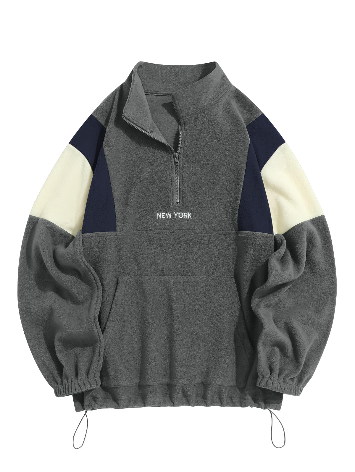 ZAFUL Men's Polar Fleece Sweatshirt NY Embroidery Half Zip Fleece Jacket