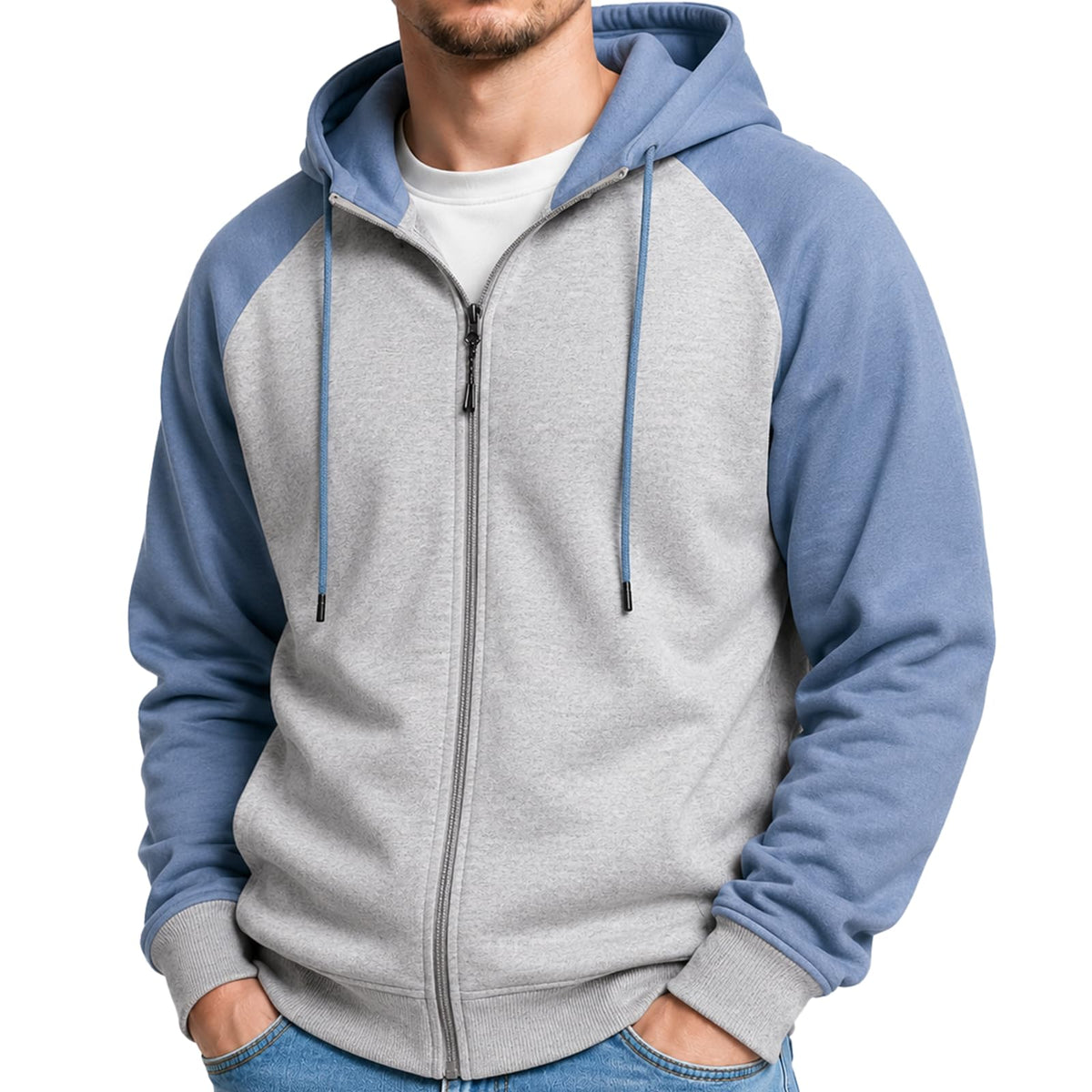 MANTORS Mens Fleece Jackets Contrast Hoodies Lightweight Sweatshirt Color Block Jacket Coats