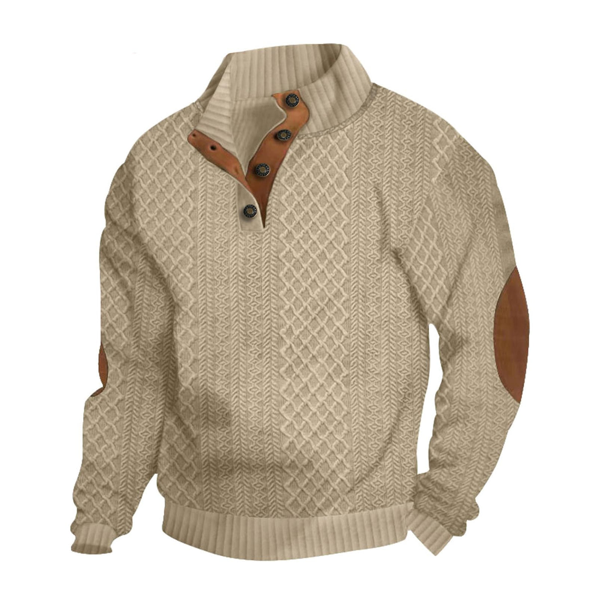Men's Casual Sweatshirt Pullover Sweater Casual Long Sleeve Stand Collar Quarter Button Sweaters