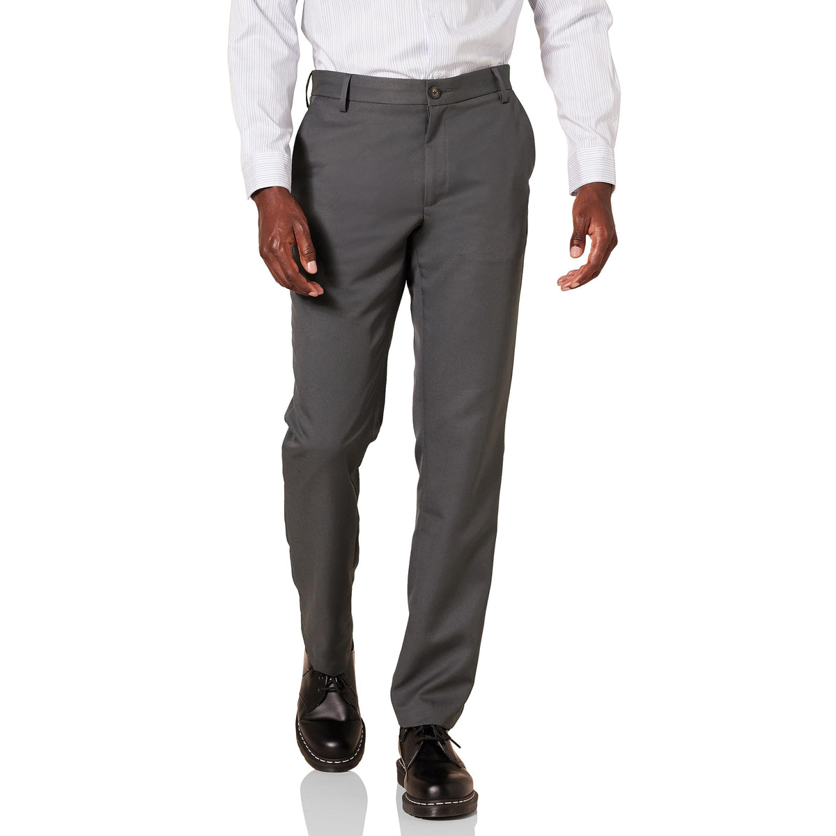 Amazon Essentials Men's Slim-Fit Flat-Front Dress Pants, Straight Leg, Polyester, Stone