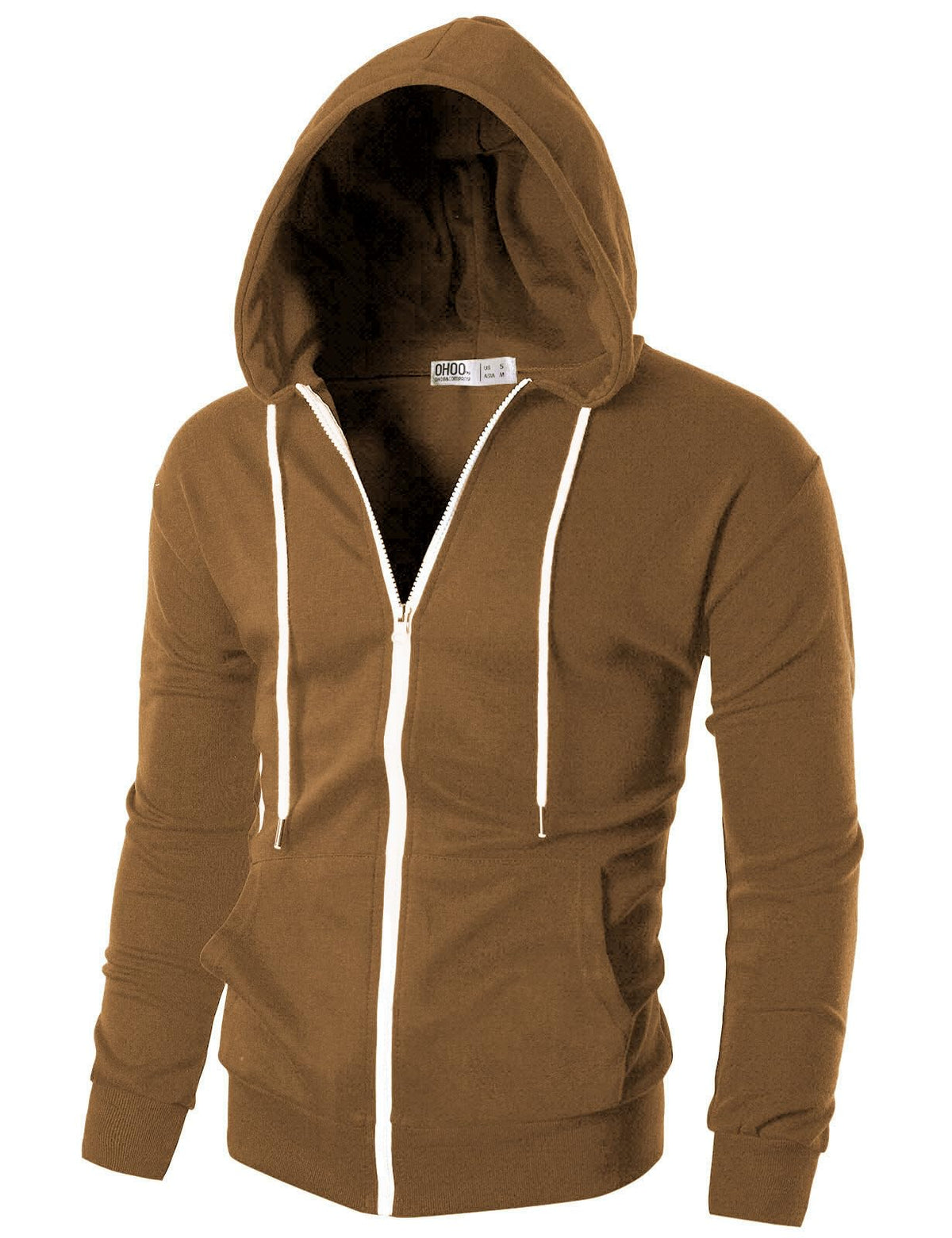 Ohoo Men's Zip Up Hoodie Lightweight Slim Fit Hooded Jacket