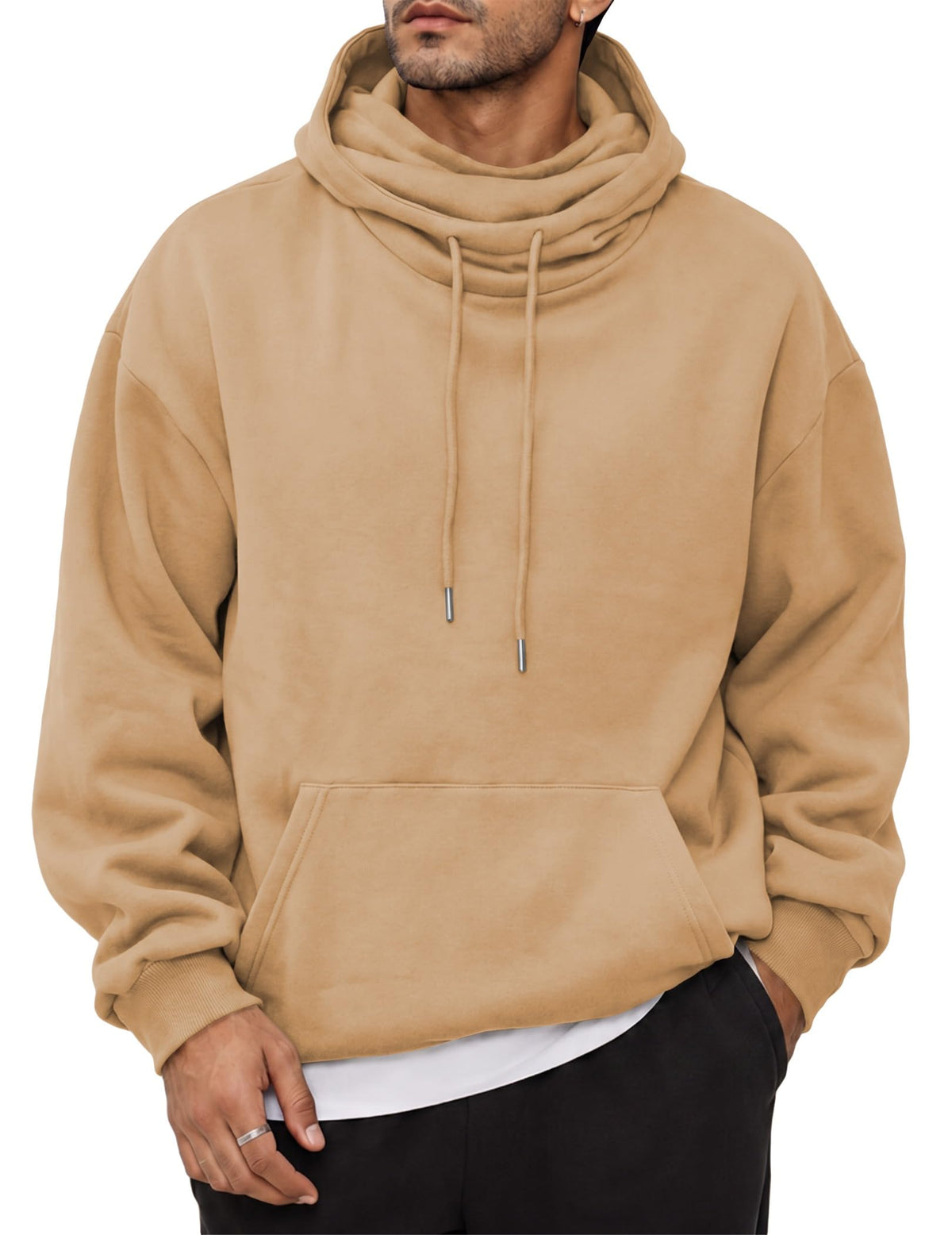 JMIERR Men's Fleece Hoodie Relaxed Fit Pull-Up Neck Pullover