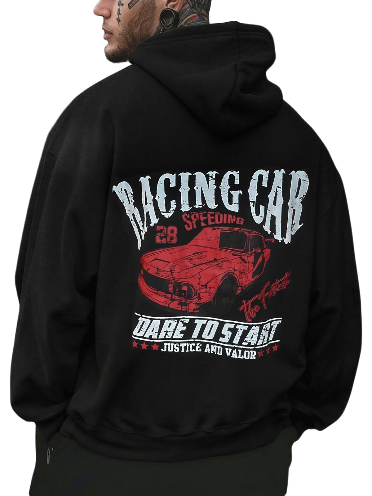 RoseSeek Men's Vintage Graphic Car Hoodies Long Sleeve Thermal Sweatshirts