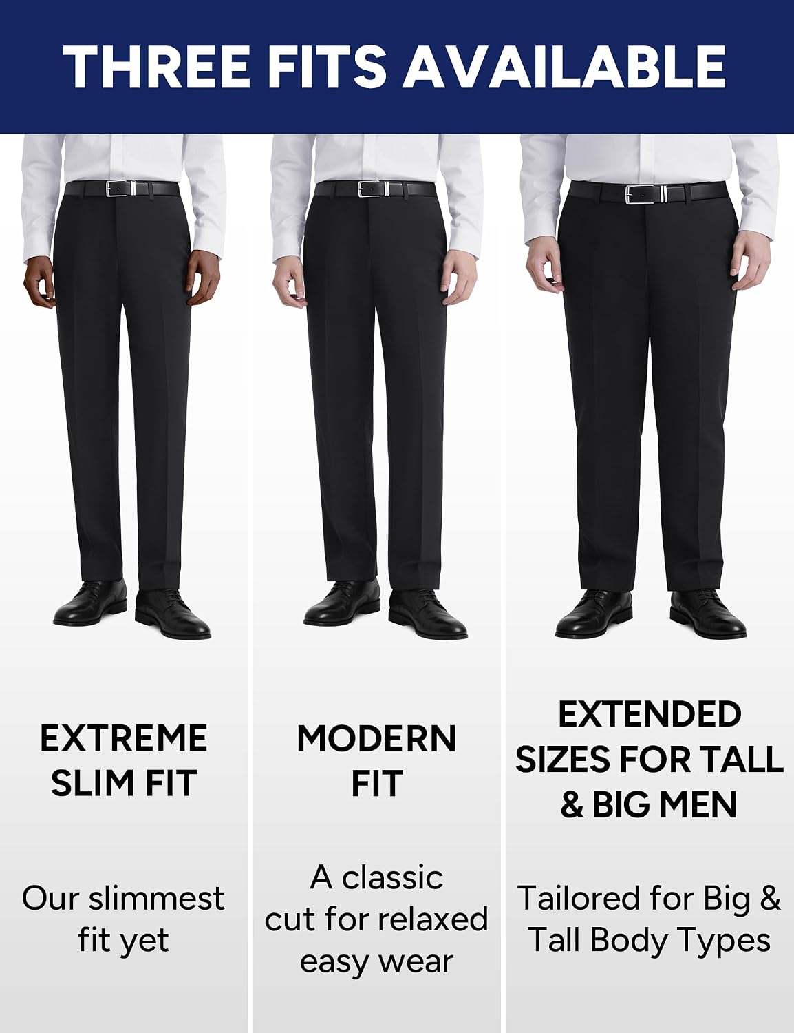 4-Way Stretch Men’s Dress Pants| 3 Fits: Slim/Regular/Plus