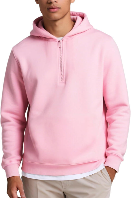 Men's Hoodie Quarter Zip Pullover Sweatshirts Fleece Hoodies Casual Long Sleeve Athletic Hooded Sweat Shirt for Men