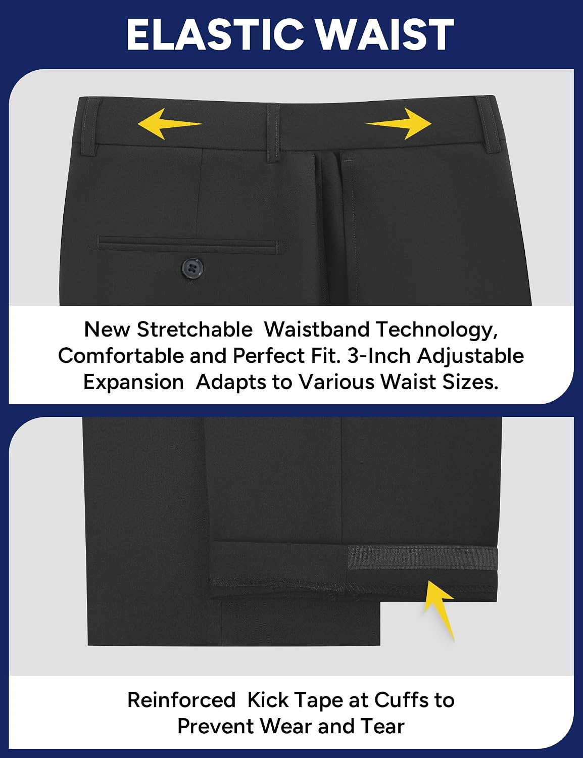 4-Way Stretch Men’s Dress Pants| 3 Fits: Slim/Regular/Plus