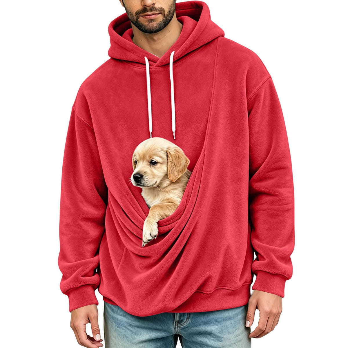 Mens Hoodies Pullover Fashion Kangaroo Pouch Hoodie Slim Oversized Tops Fall Winter Casual Animal Holder Sweatshirts