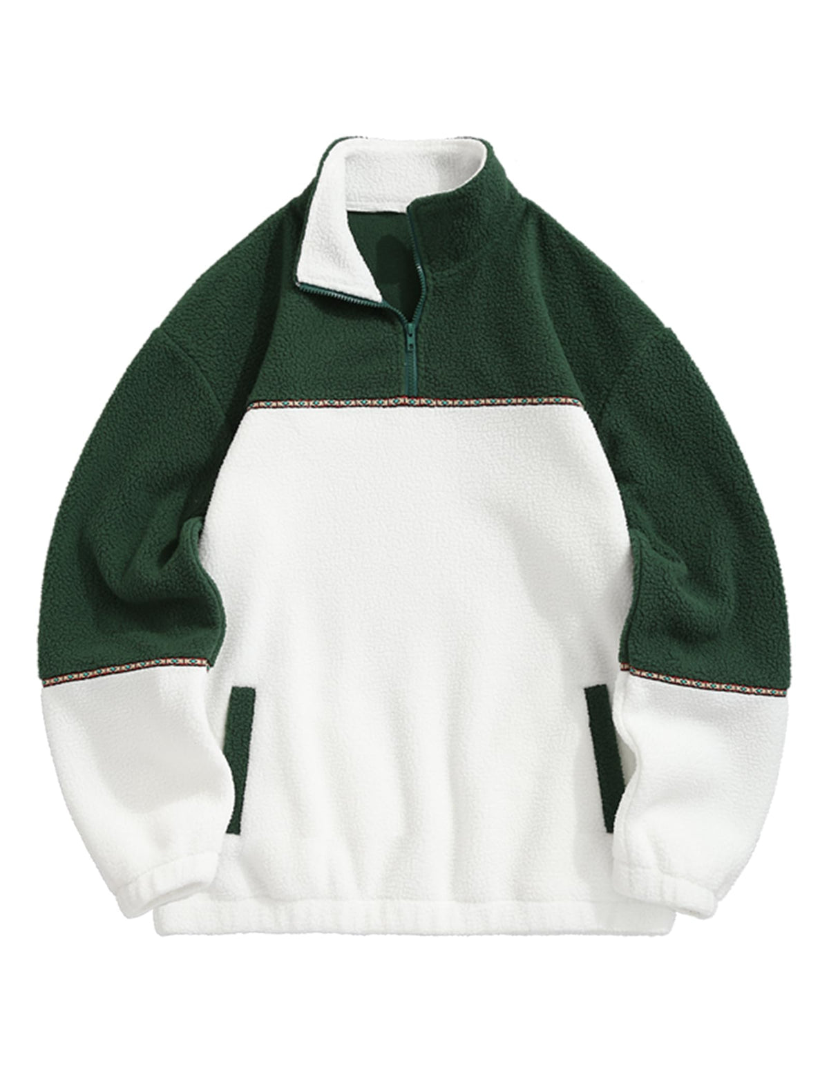 ZAFUL Men 1/4 Zipper Ethnic Aztec Fleece Unisex Winter Sweatshirt Tops 2026