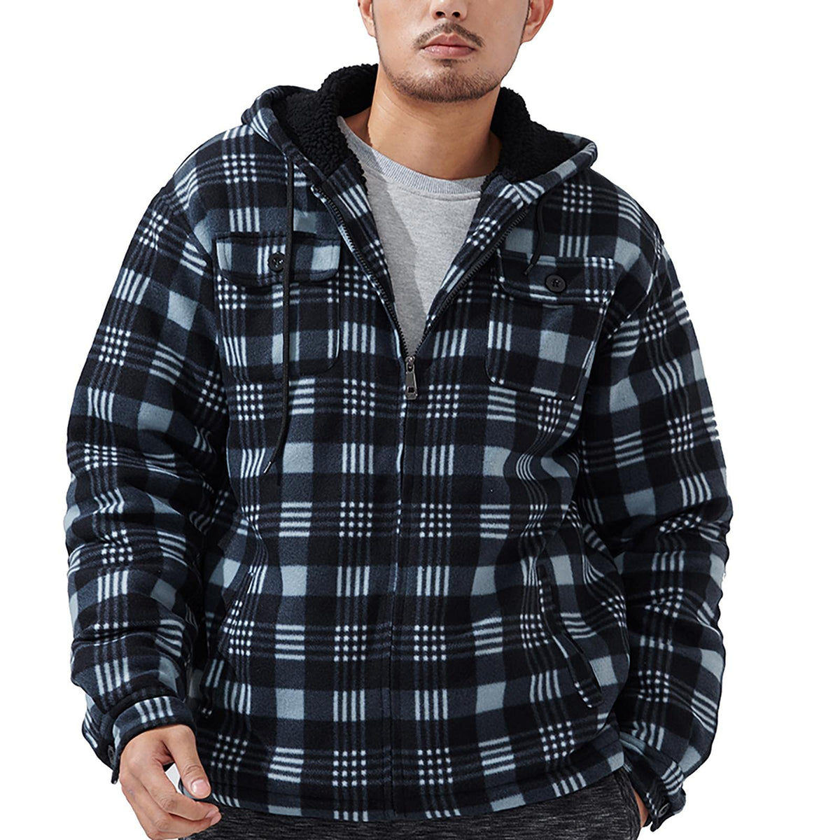 Gary Com Heavyweight Sherpa Hoodies for Men, Thick Fleece Lined Full Zip Up Winter Warm Sweatshirts Work Jackets