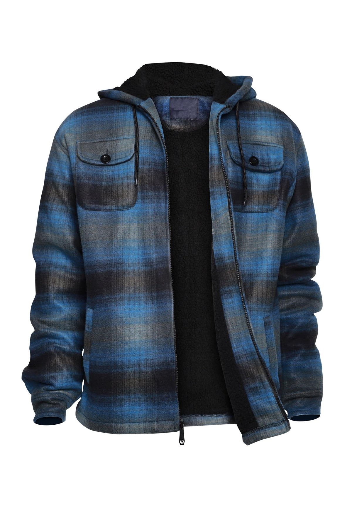 Gary Com Heavy Thick Flannel Plaid Jacket Sherpa Fleece Lined Hoodies for Men Zip Up Winter Warm Coat Zipper Sweatshirt