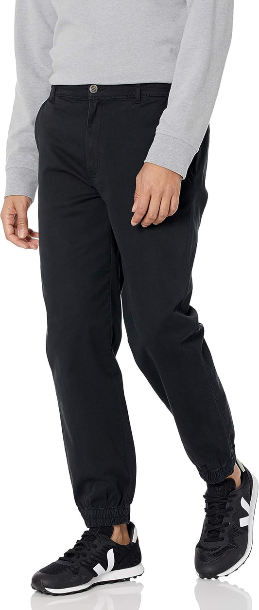 Amazon Essentials Men's Straight-Fit Chino Jogger Pants with Elastic Waist and Pockets