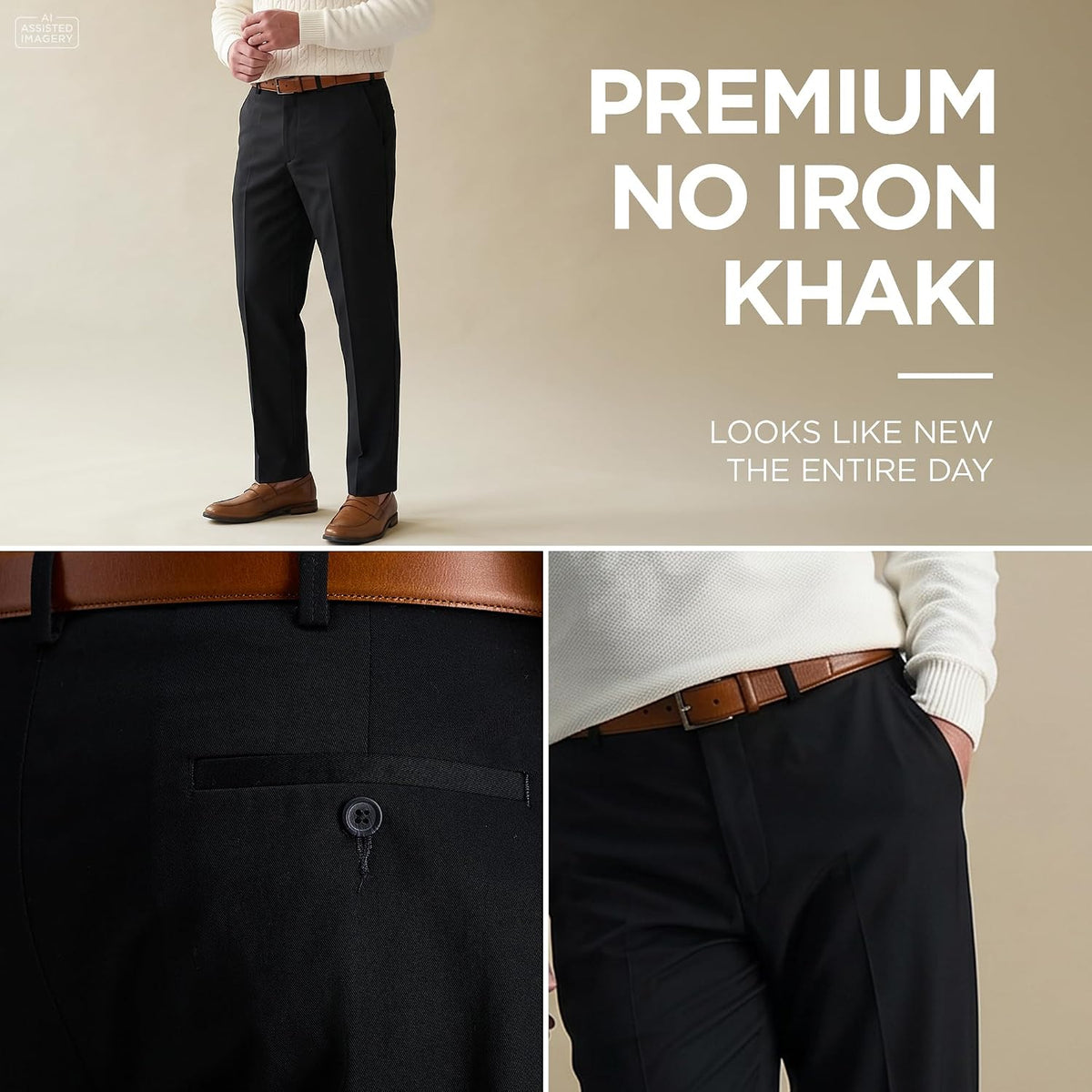 Haggar Men's Classic Fit Premium No Iron Khaki Pant