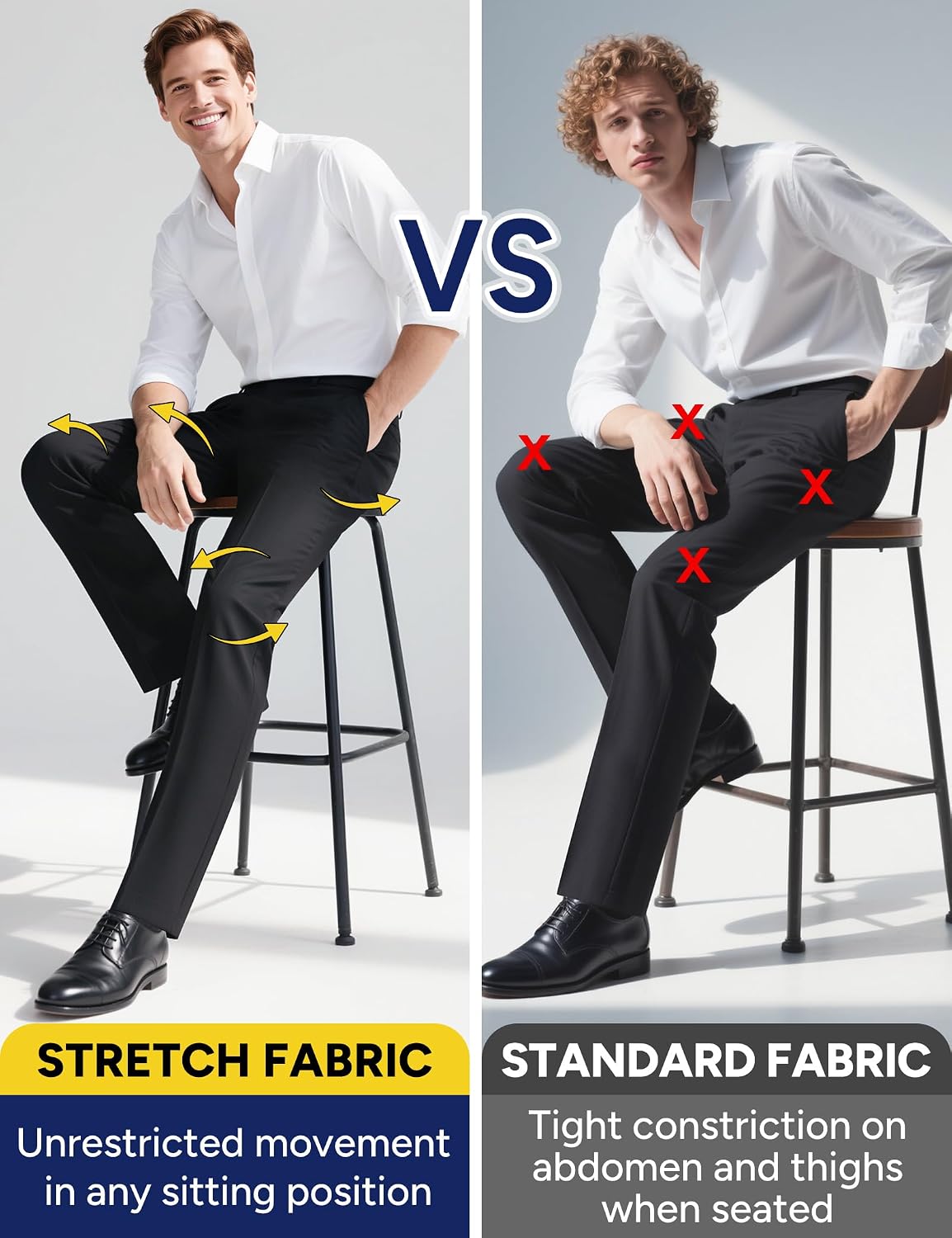4-Way Stretch Men’s Dress Pants| 3 Fits: Slim/Regular/Plus