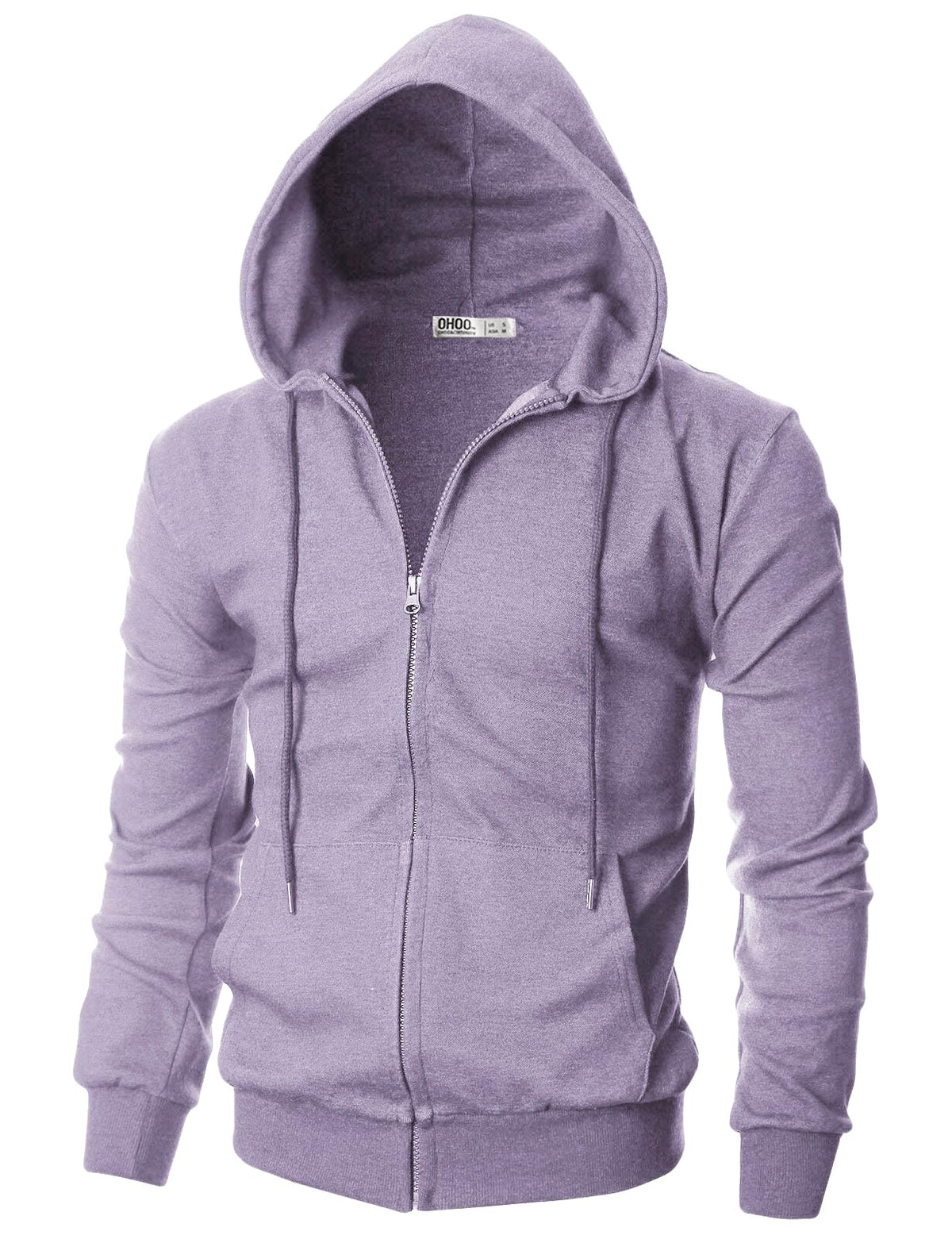 Ohoo Men's Zip Up Hoodie Lightweight Slim Fit Hooded Jacket