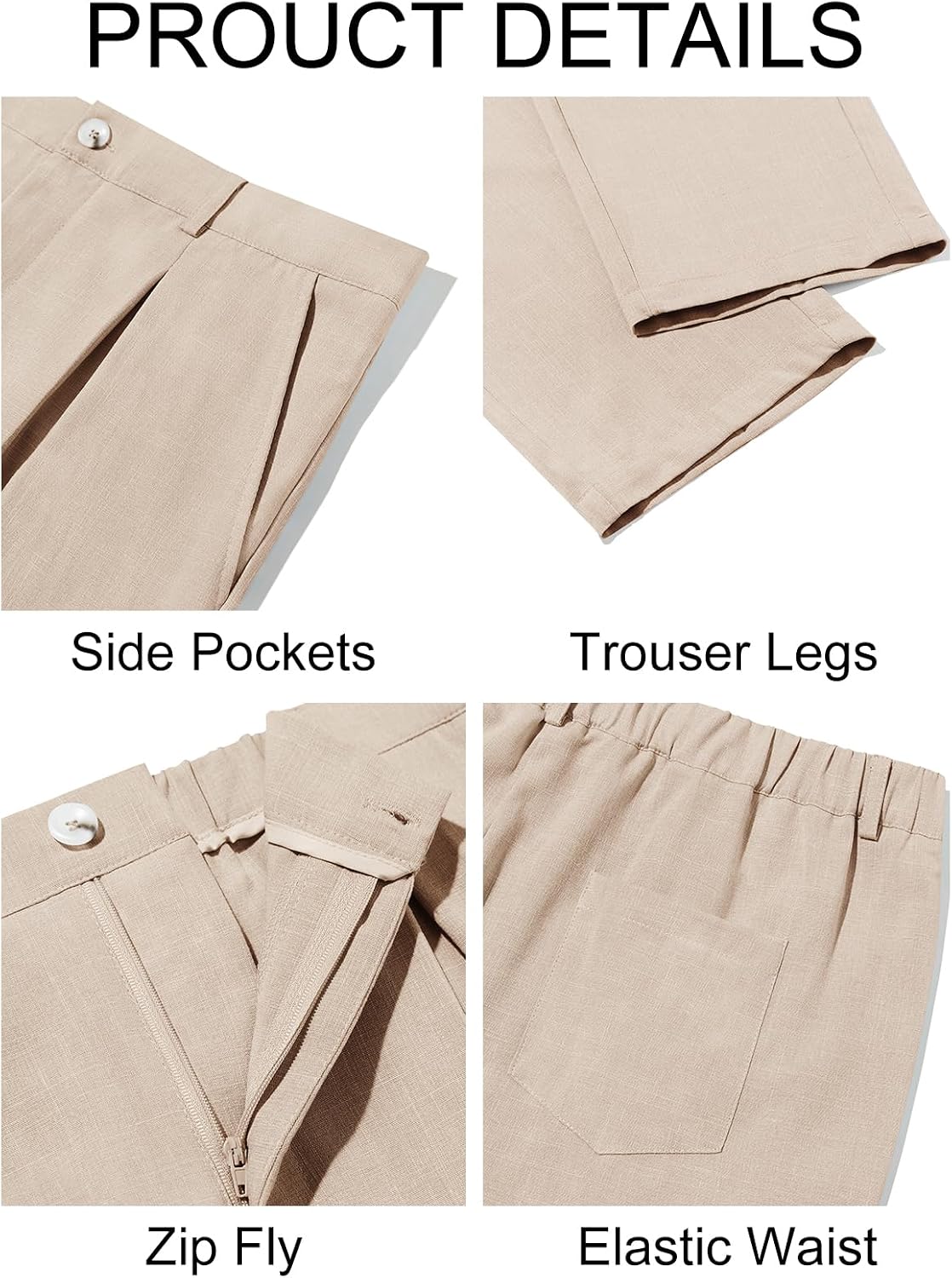 Runcati Mens Casual Pants Elastic Waist Lightweight Loose Pleated Slacks