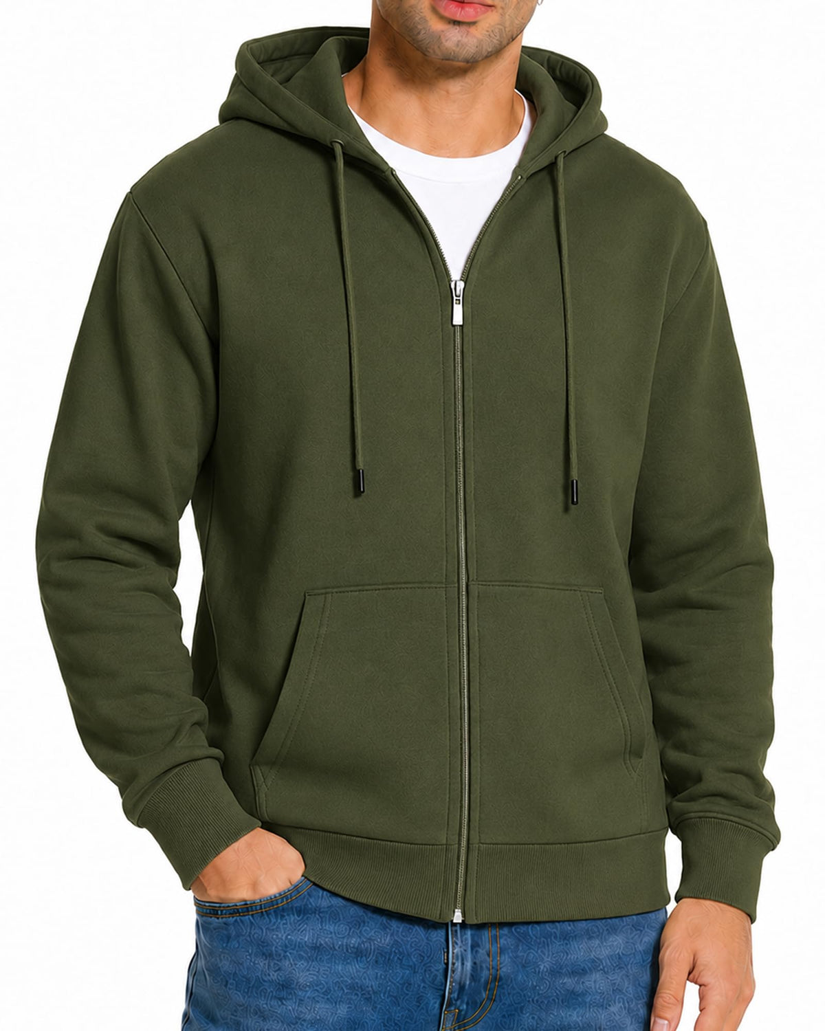 Men's Zip Up Hoodie Fleece Sweatshirt Jacket with Pockets