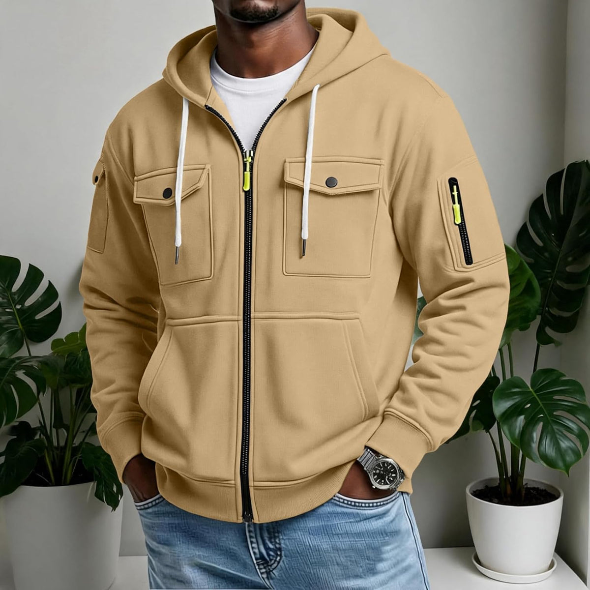Mens Pullover Hoodie Oversized Lightweight Fleece Hooded Sweatshirt