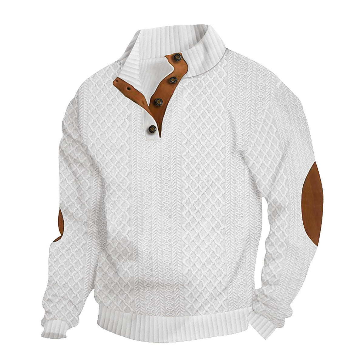 Men's Casual Sweatshirt Pullover Sweater Casual Long Sleeve Stand Collar Quarter Button Sweaters