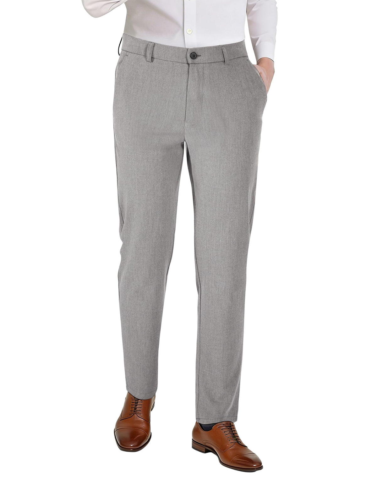 Plaid&Plain Men’s Slim Fit Dress Pants Stretch Dress Pants