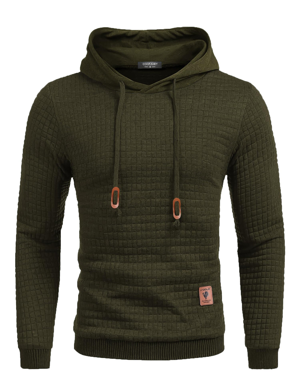 COOFANDY Mens Hooded Sweatshirt Casual Long Sleeve Drawstring Waffle Knit Pullover Hoodies