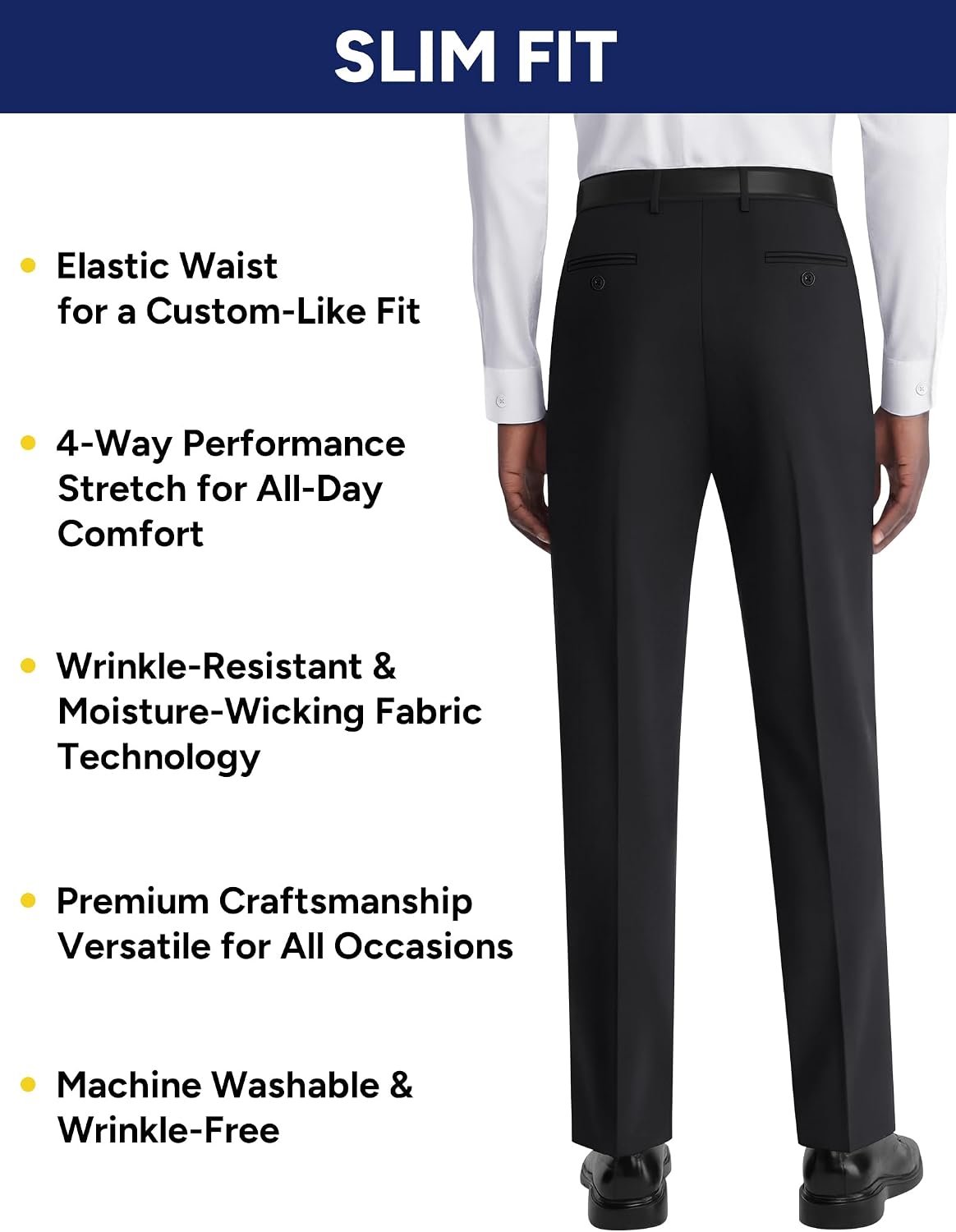 4-Way Stretch Men’s Dress Pants| 3 Fits: Slim/Regular/Plus