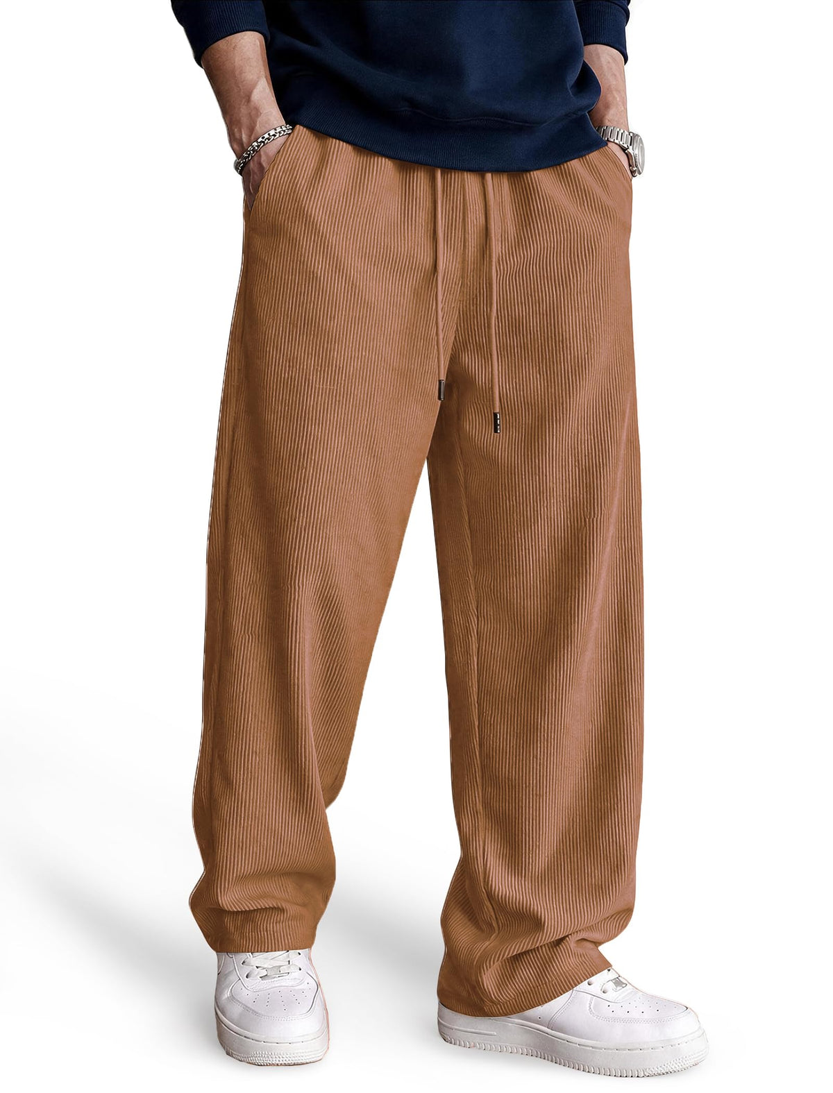 COOFANDY Men's Lightweight Corduroy Pants Relaxed Drawstring Sweatpants