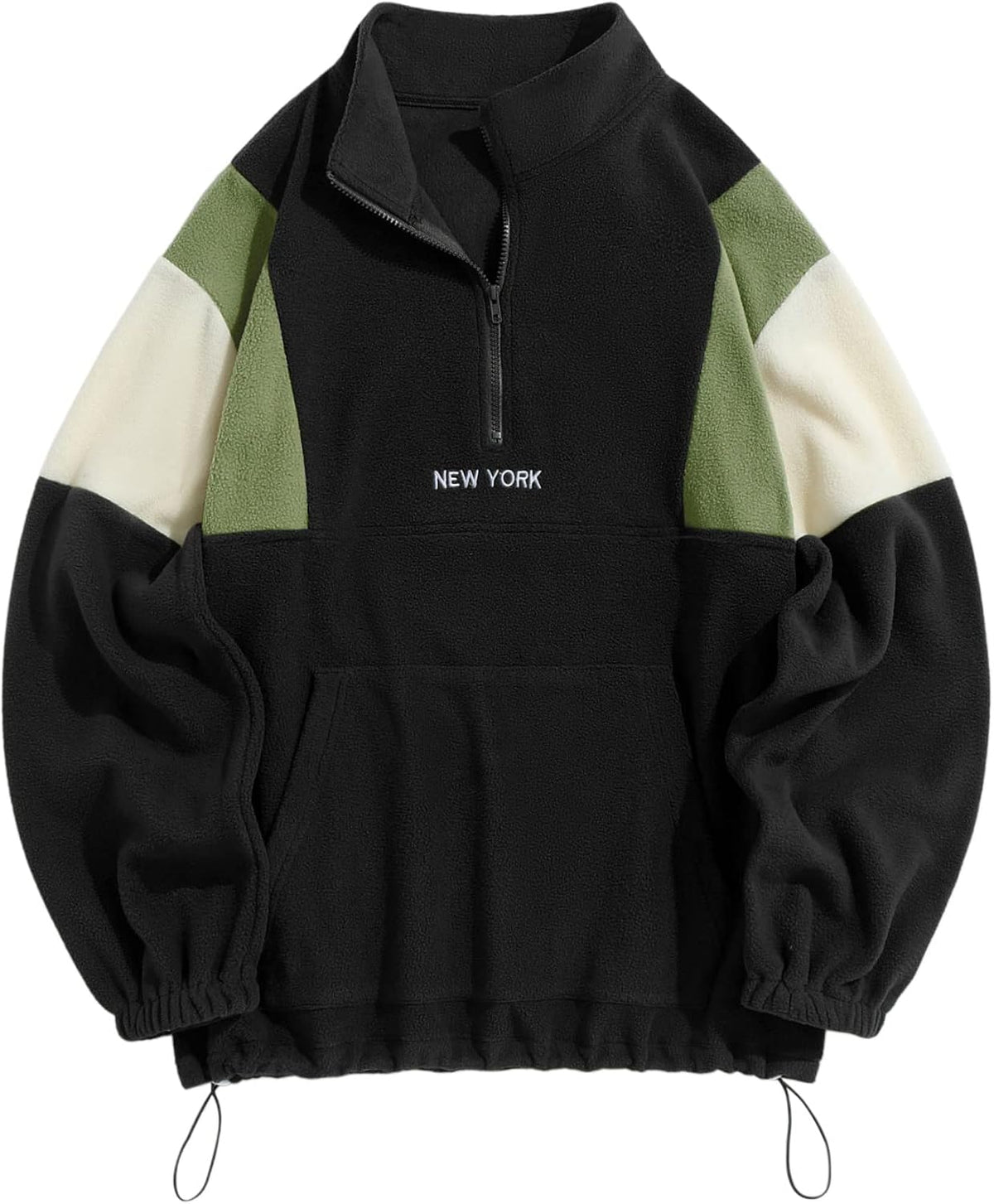 ZAFUL Men's Polar Fleece Sweatshirt NY Embroidery Half Zip Fleece Jacket