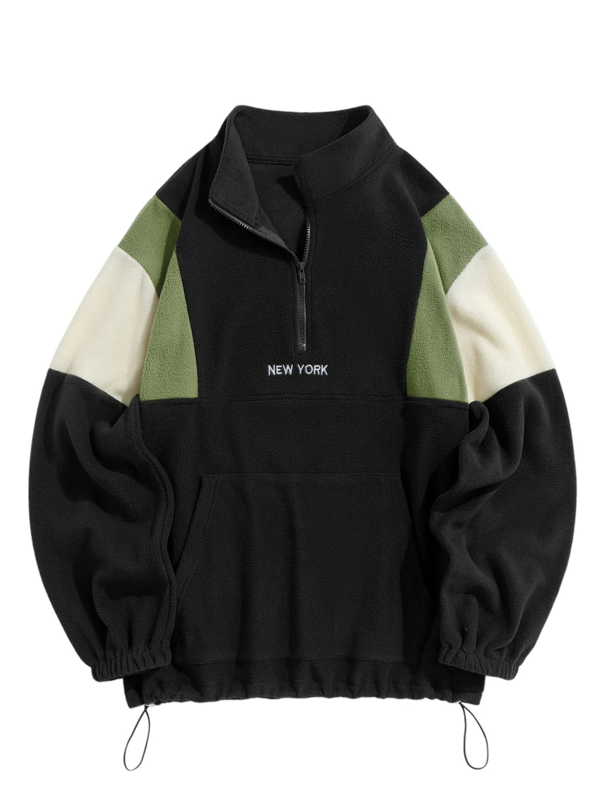 ZAFUL Men's Polar Fleece Sweatshirt NY Embroidery Half Zip Fleece Jacket