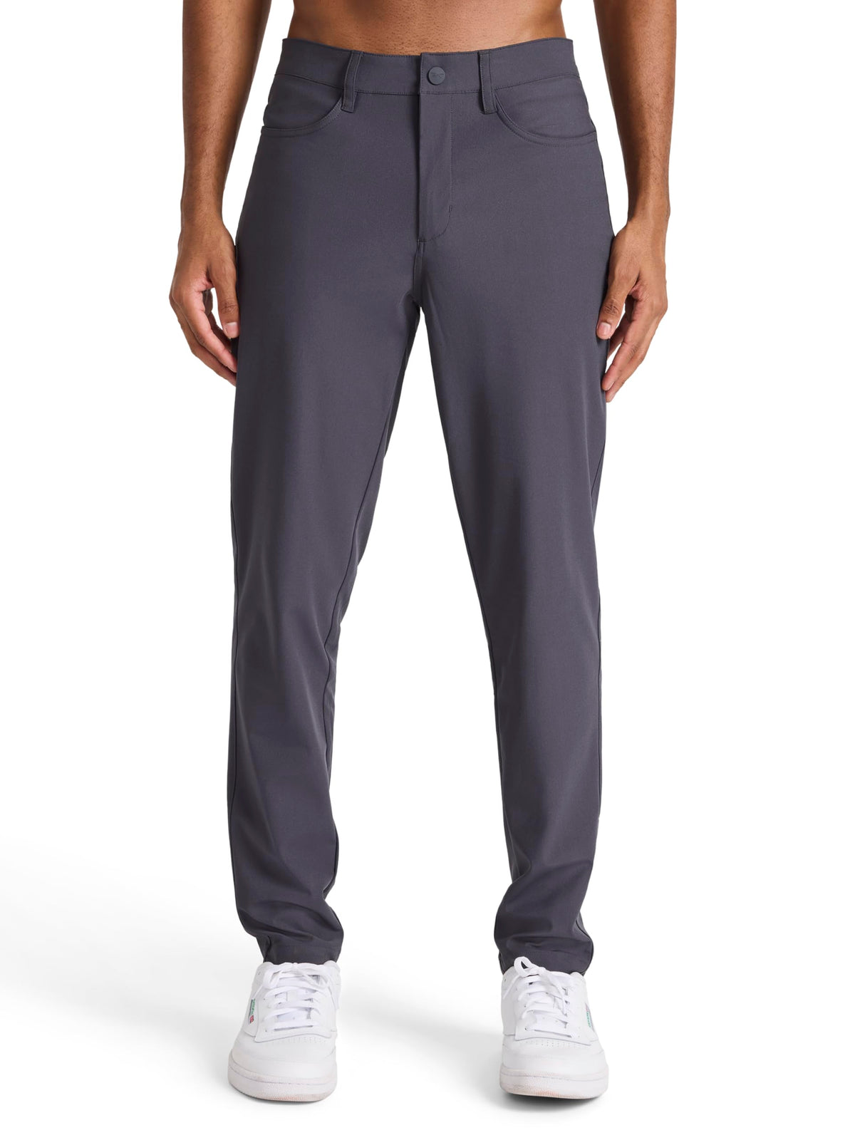 Reebok Men's 5-Pocket Voyager Oblong Pant, Tapered Slim Fit, Lightweight Poly Double-Knit Fabric