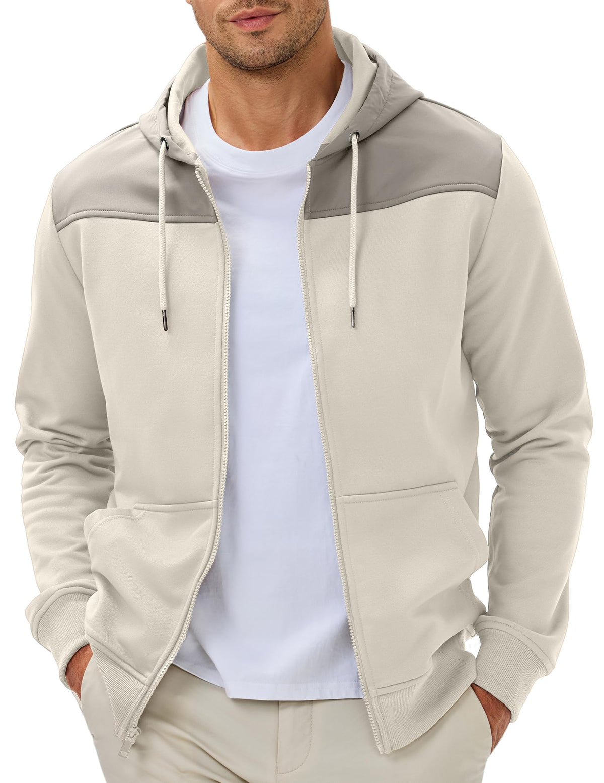 JMIERR Men's Colorblock Zip Hoodie Lightweight Jacket