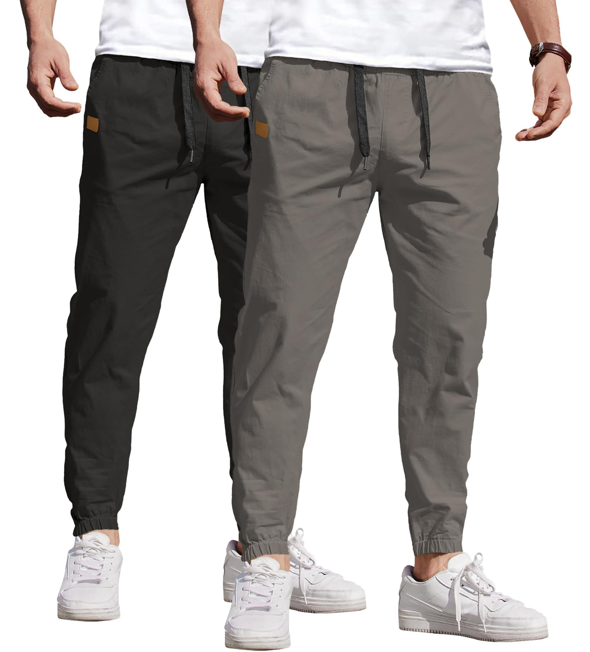 COOFANDY Mens Casual Joggers Cotton Elastic Drawstring Chino Cargo Pants