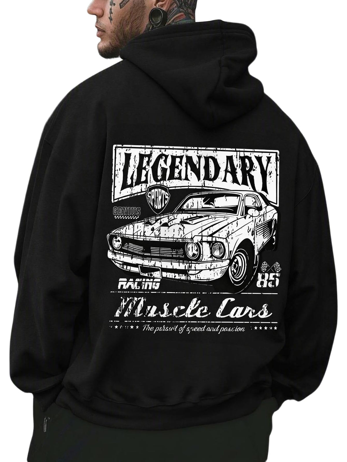 RoseSeek Men's Vintage Graphic Car Hoodies Long Sleeve Thermal Sweatshirts